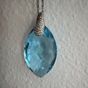 Swarovski Eternal Love Aquamarine Blue Crystal Necklace 2012 SCS Membership